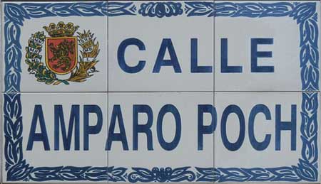 plaque de la rue Amparo Poch à Saragosse