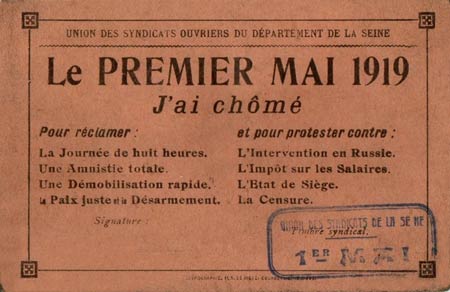 coupon du premier mai 1919