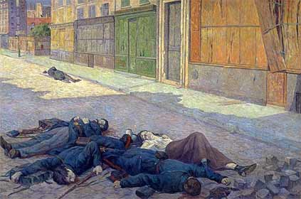 Una calle de París en 1871 tabla Maximilien Luce