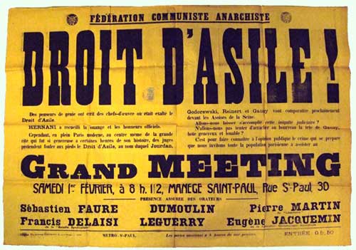 affiche meeting pour le droit d'asile