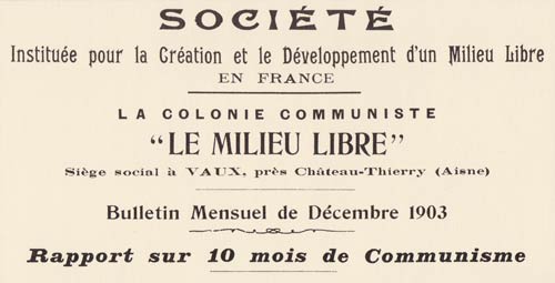 Annonce pour "Le Milieu libre"