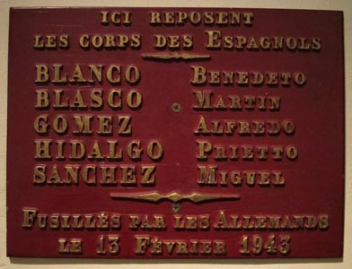 plaque des cinq résitants espagnols