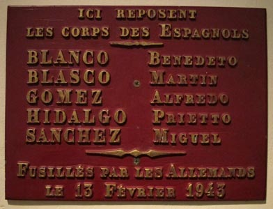 plaque des cinq résitants espagnols