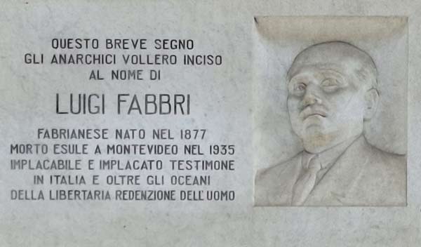Plaque &agrave; Luigi Fabbri &agrave; Fabriano