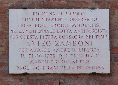 plaque en hommage à Anteo Zamboni