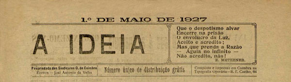 journal "A Idea" numéro unique de mai 1927