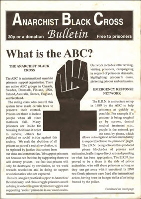 journal "anarchist black cross" london en 1991