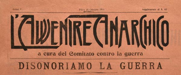 journal L'Avvenire Anarchico n° spécial 1914