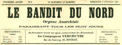 Le Bandit du Nord, masthead, February 1890