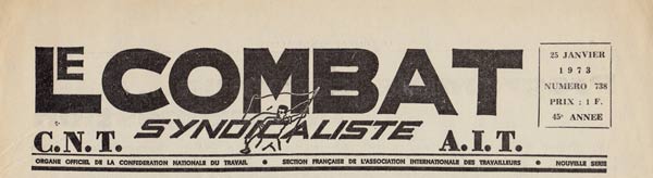 journal Le Combat Syndicaliste de 1973