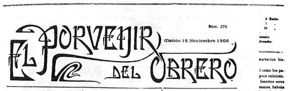 diario "El Porvenir del Obrero" 1906