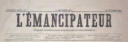 Periódico belga en 1910, "El Libertador"