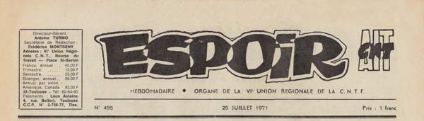 journal "Espoir" de la CNT