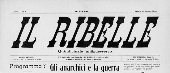 journal "Il Ribelle" n1 1914