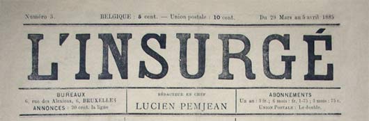 journal belge "L'Insurg&eacute;" de 1885