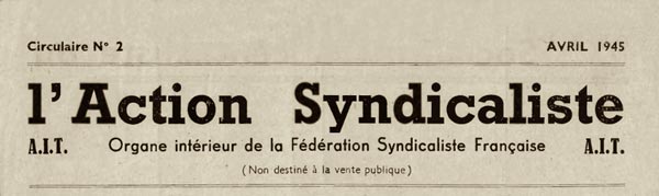 Journal "L'Action Syndicaliste" n°2 d'avril 1945