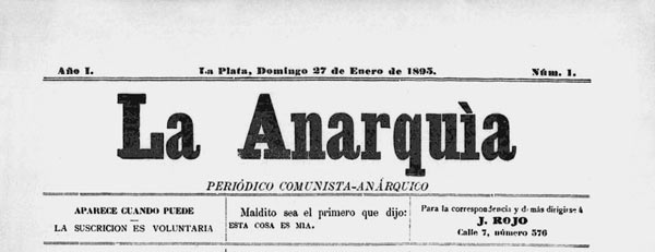 journal "La Anarquia" n1 de 1893