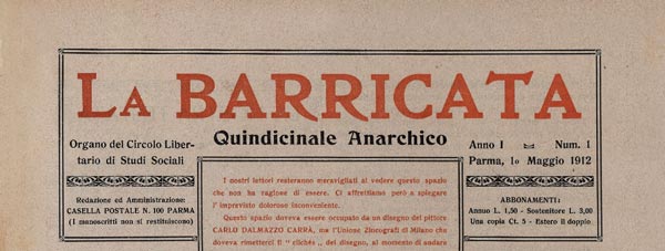 Jouranl "La Barricata" n° 1 du 1er mai 1912