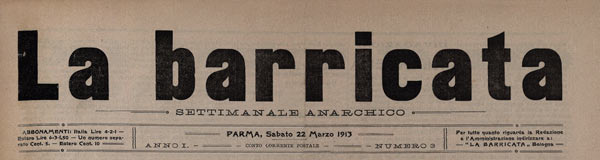 journal La Barricata n° 3 de 1913