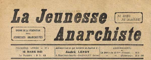 journal "La Jeunesse anarchiste" n1