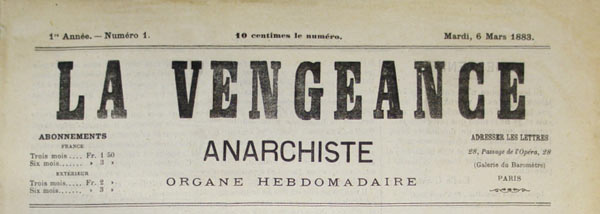 journal "La Vengeance Anarchiste" n1 de 1883