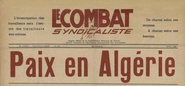 Journal "Le Combat Syndicaliste" n145 de mars 1957