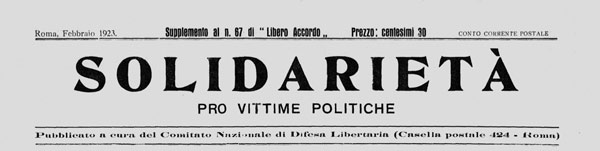 supplément au journal Libero Accordo, Solidarieta 