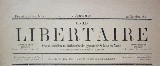 journal "Le Libertaire" Belge n°1