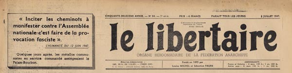 journal "Le Libertaire" de juillet 1947