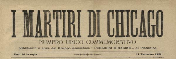 journal "I Martiri di Chicago" n° unico