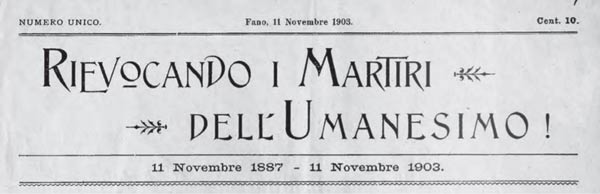 journal "Rievocando i Martiri dell' Umanesimo" 11 novembre 1903