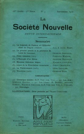 couverture de la revue societe nouvelle