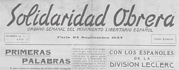 journal "Solidaridad Obrera" en 1944 à Paris