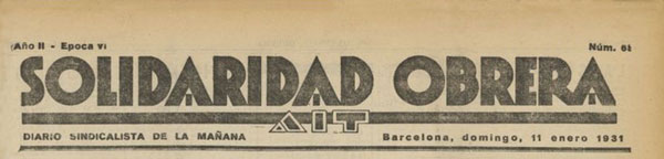 journal "Solidaridad Obrera" n°65 de 1931