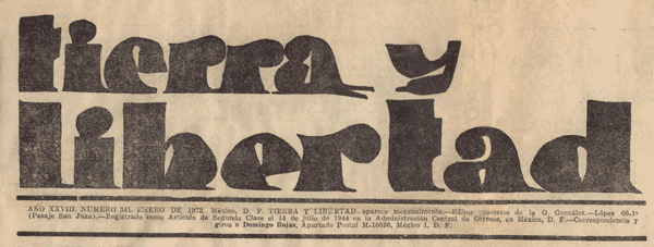 journal "terra y libertad" n&deg;341 de janvier 1972