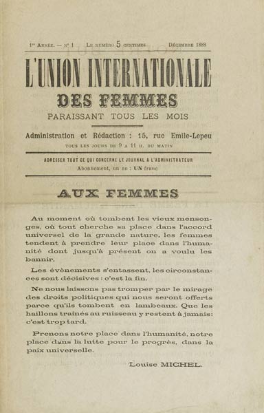 journal 'L'Union internationale des femmes"