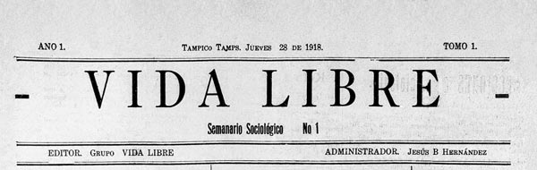 journal "Vida Libre" n1 de 1918