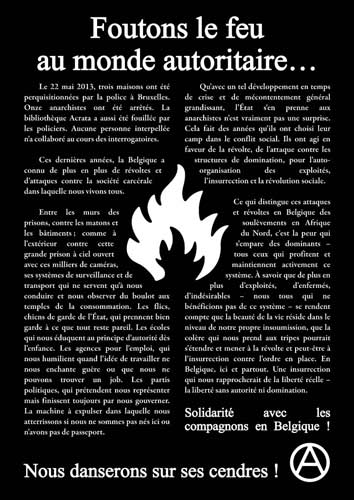 affiche de solidarité avec les compagnons belges