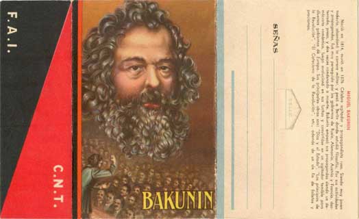 carte postale de la Guerre d'Espagne avec Bakounine