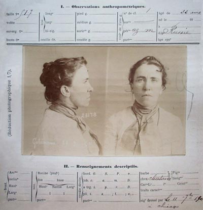 fiche anthropométrique d'Emma Goldman