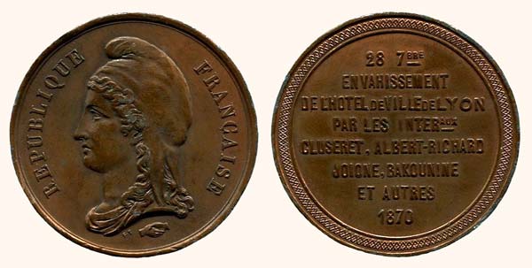medaille envahissement Hôtel de Ville de Lyon