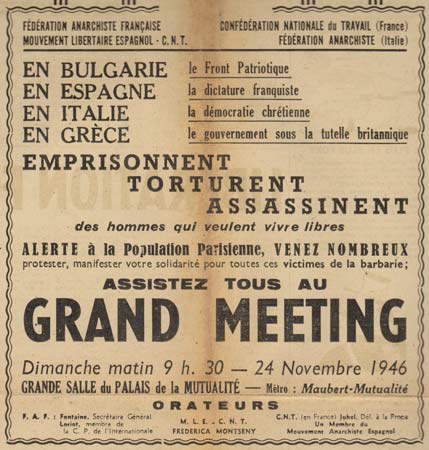 Annonce meeting à la Mutualité le 24 novembre 1946