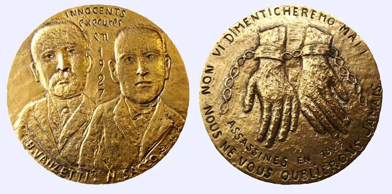 médaille Sacco Vanzetti de Leoni