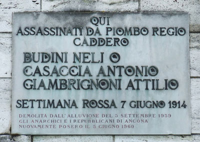 plaque aux 3 martyrs de la Settimana Rossa