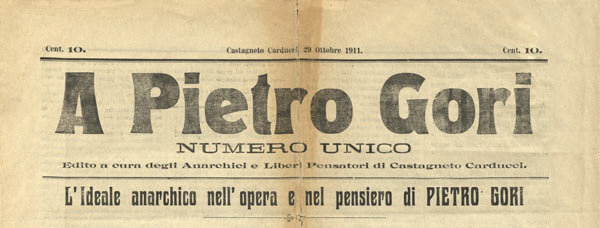 journal " A Pietro Gori"  le 29 octobre 1911