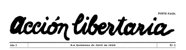 journal Acción libertaria n1 de 1929