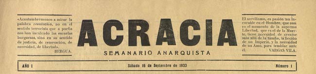 journal "Acracia" de 1933