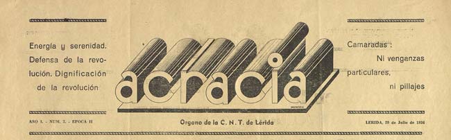 journal "Acracia" de juillet 1936