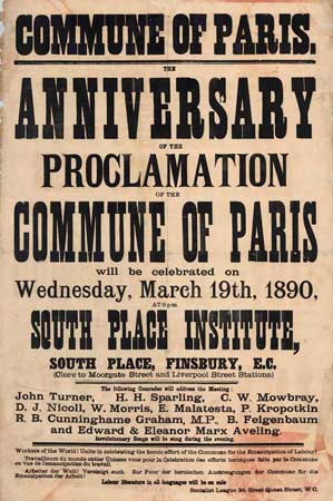 affiche anniversaire de la Commune de Paris à Londres en 1890