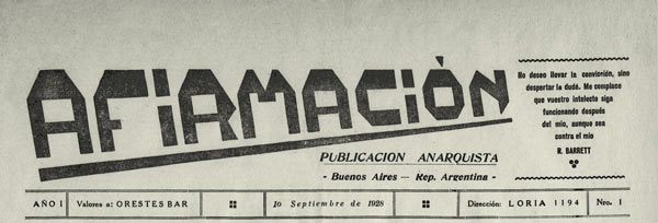 Journal "Afirmación" n°1 de 1928